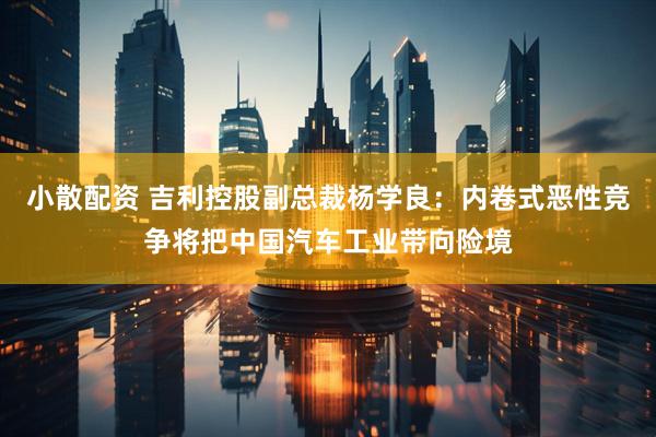 小散配资 吉利控股副总裁杨学良：内卷式恶性竞争将把中国汽车工业带向险境